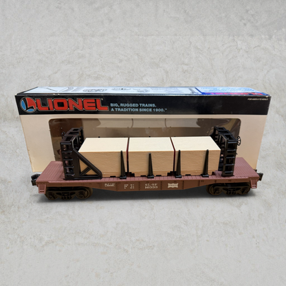 #1284 Lionel 6-16333 Frisco (SLSF) Bulkhead Flatcar with Lumber Load – O/O27 Gauge w/ Original Box