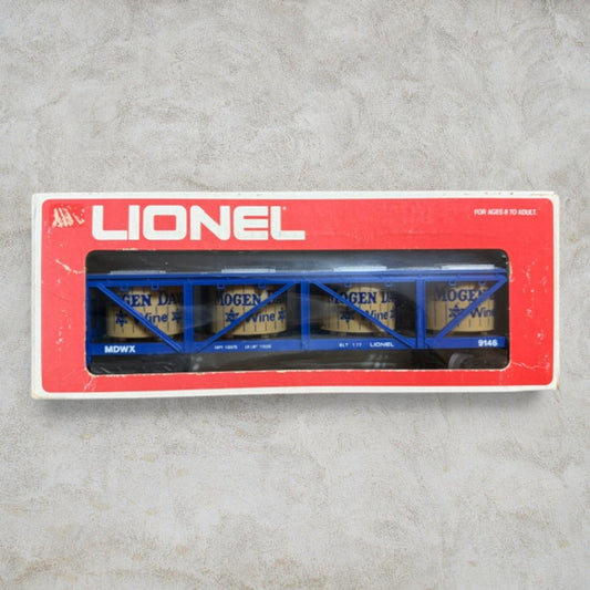 #1279 Lionel 6-9146 Mogen David Wine Barrel Car – O Gauge Rolling Stock w/ Original Box