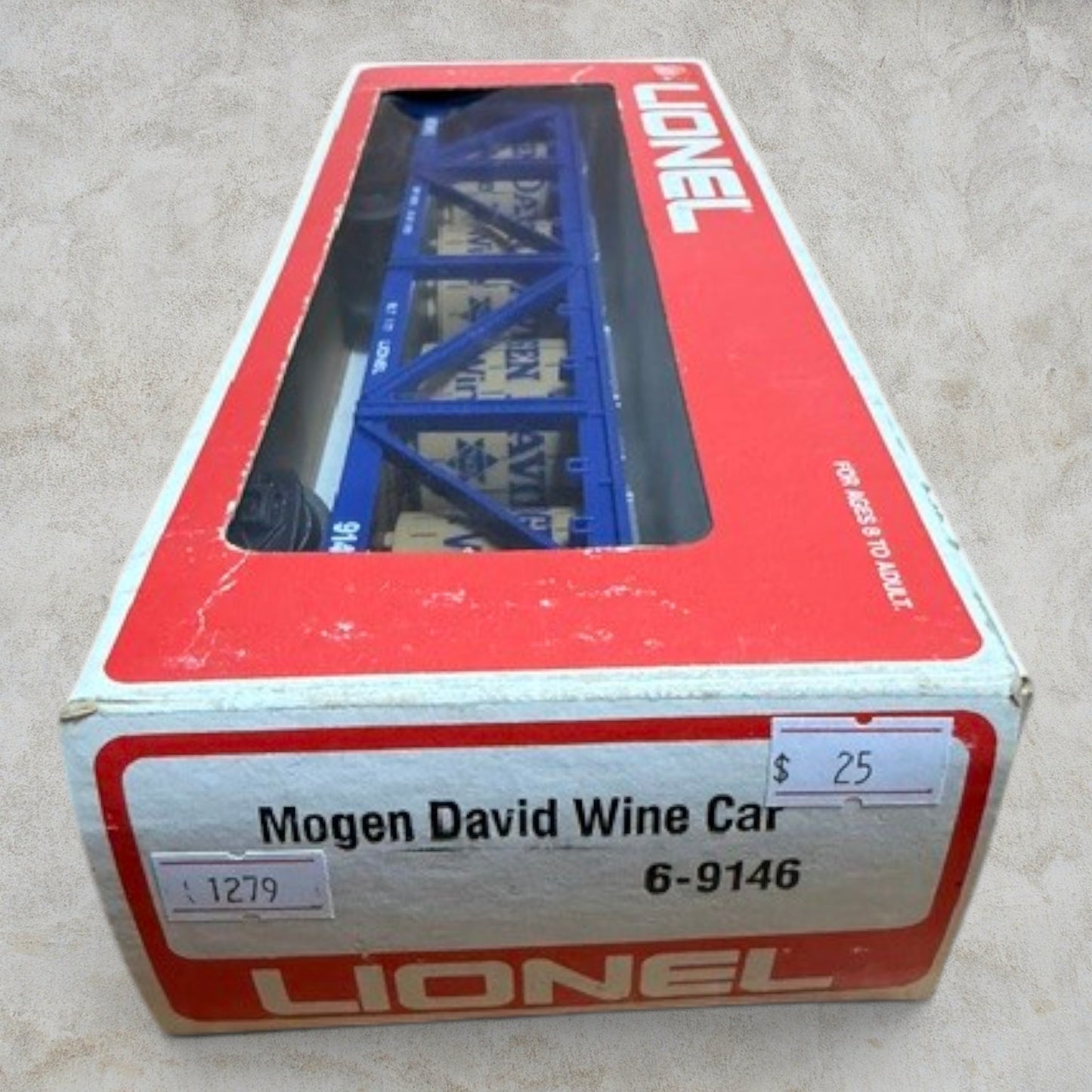 #1279 Lionel 6-9146 Mogen David Wine Barrel Car – O Gauge Rolling Stock w/ Original Box
