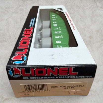 #1286 Lionel 6-9140 Burlington Gondola with Tank Load – O & O27 Gauge Rolling Stock w/ Original Box