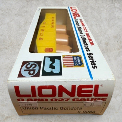 #1280 Lionel 6-9283 Union Pacific Gondola with Tank Load – Famous Name Collectors Series O & O27 Gauge w/ Original Box