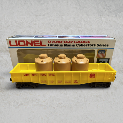 #1280 Lionel 6-9283 Union Pacific Gondola with Tank Load – Famous Name Collectors Series O & O27 Gauge w/ Original Box