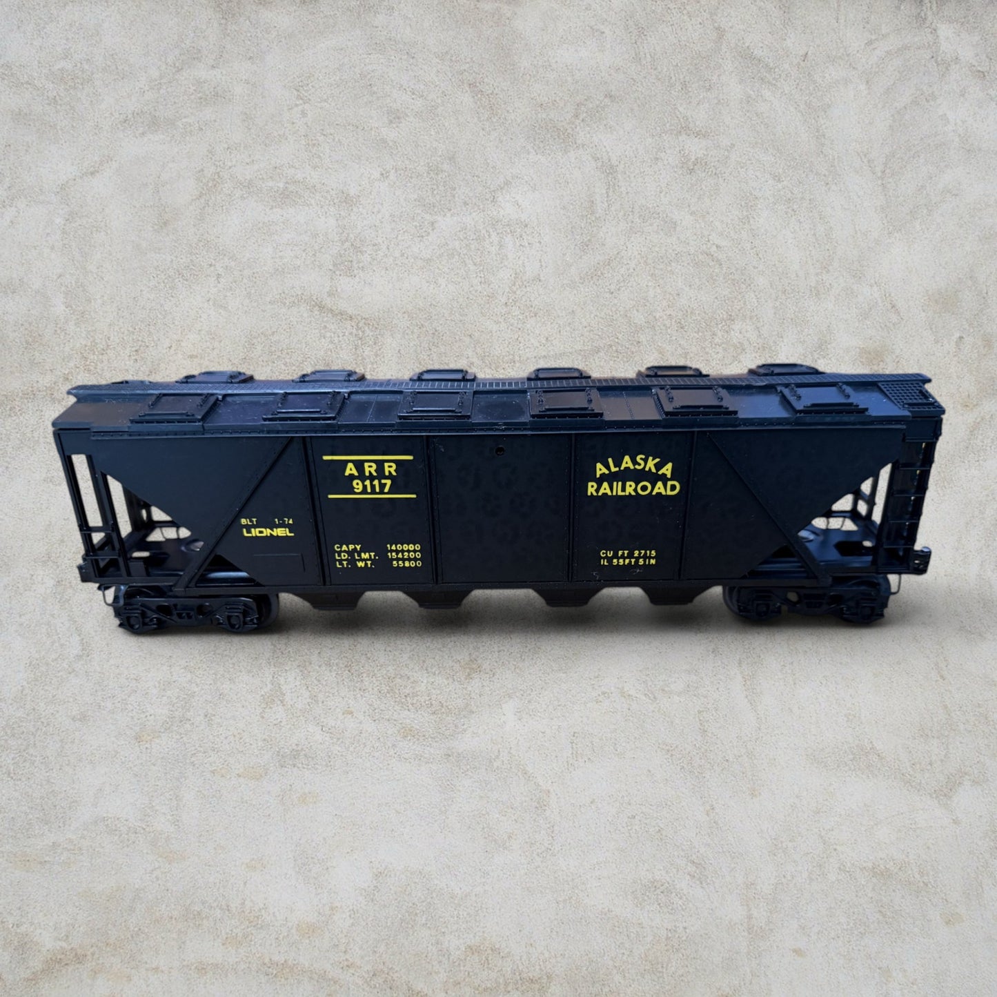 #1302 Lionel Alaska Railroad 3-Bay Hopper Car ARR 9117 – O & O27 Gauge Specialty Car w/ Original Box