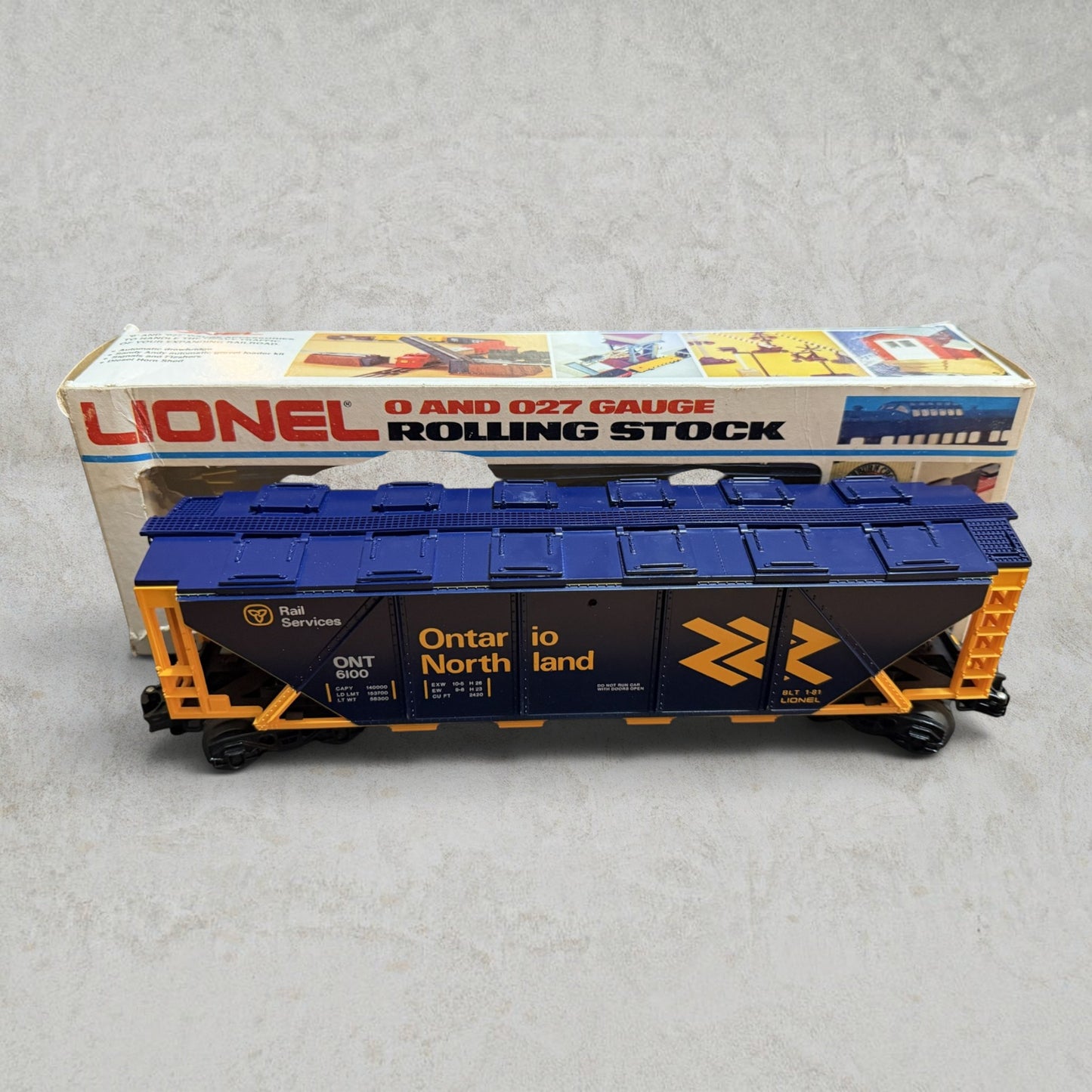 #1278 Lionel 6-6100 Ontario Northland Covered Hopper – O & O27 Gauge Rolling Stock w/ Original Box