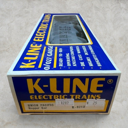 #1287 K-Line K-6212 Union Pacific Hopper Car – O/O27 Gauge Gray Covered Hopper w/ Original Box