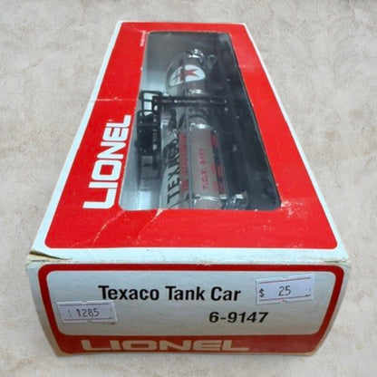 #1285 Lionel 6-9147 Texaco Single-Dome Tank Car – O/O27 Gauge Chrome Tank Car w/ Original Box