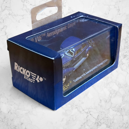 #1409 RICKO 38860 HO Scale 1934 Cadillac V16 Aerodynamic Coupe – Dark Blue Diecast