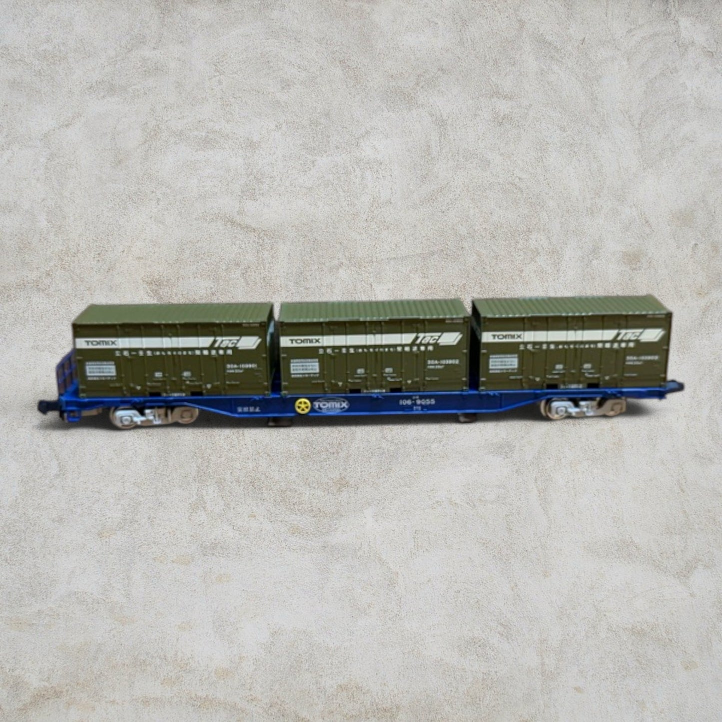 #1424 TOMIX 2788 N Scale KOKI 106 Container Wagon w/ 3 Containers – Original Design – Event Exclusive