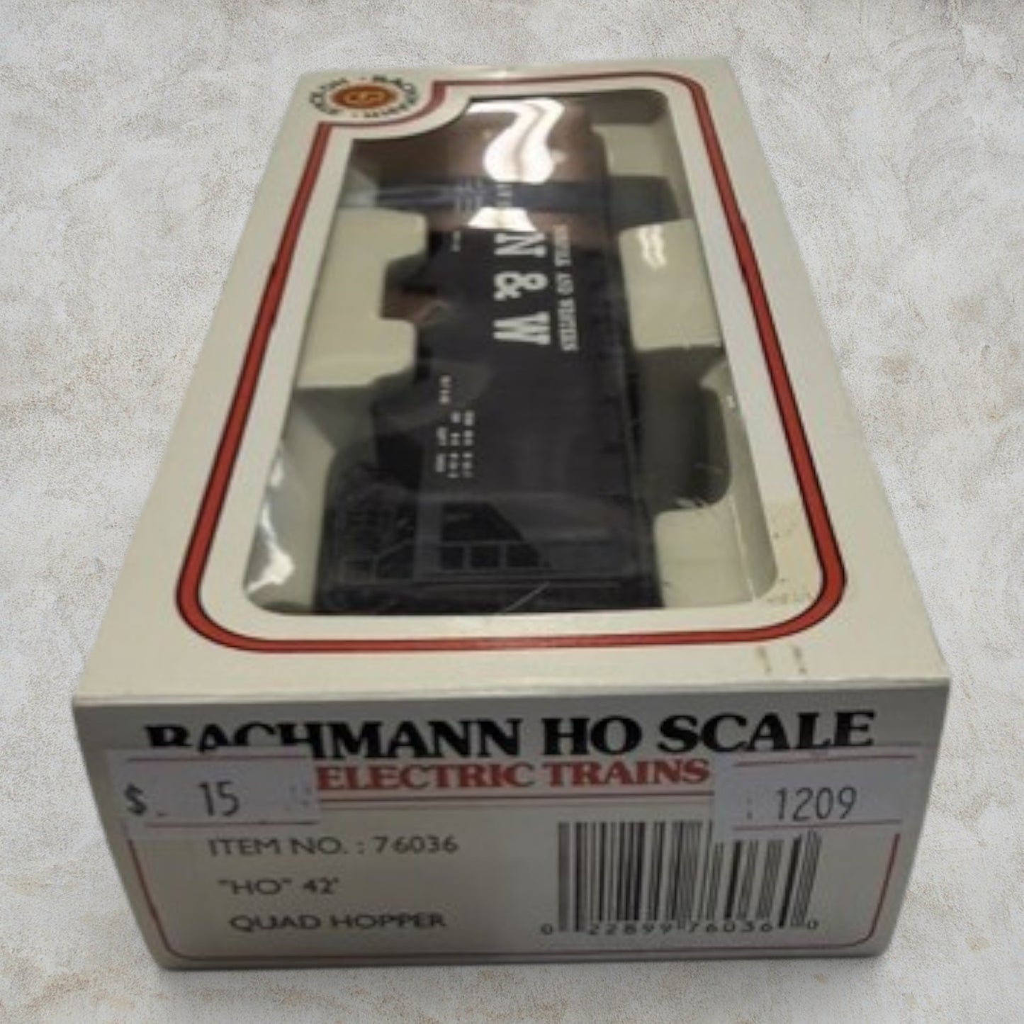 #1209 Bachmann HO Scale Norfolk & Western Quad Hopper – N&W #12988 – Item #74036 – Ready-to-Run with Original Box