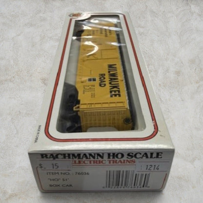 #1214 Bachmann HO Scale Milwaukee Road 51' Box Car – MILW #56500 – Item #76036 – Ready-to-Run with Original Box