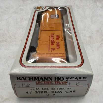 #1132 Bachmann HO Scale Union Pacific 41' Steel Box Car #43-1000-01 – "We Can Handle It" – UP #196178