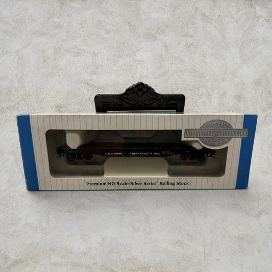 #1158 Bachmann Silver Series #17322 HO Scale Chesapeake & Ohio 40' Flat Car #90595 – Metal Wheels – EZ Mate® Couplers