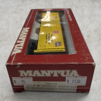 #1130 Mantua HO Scale American Refrigerator Transit Co. (ART) Reefer Car #739-182 – Yellow – Road #89033