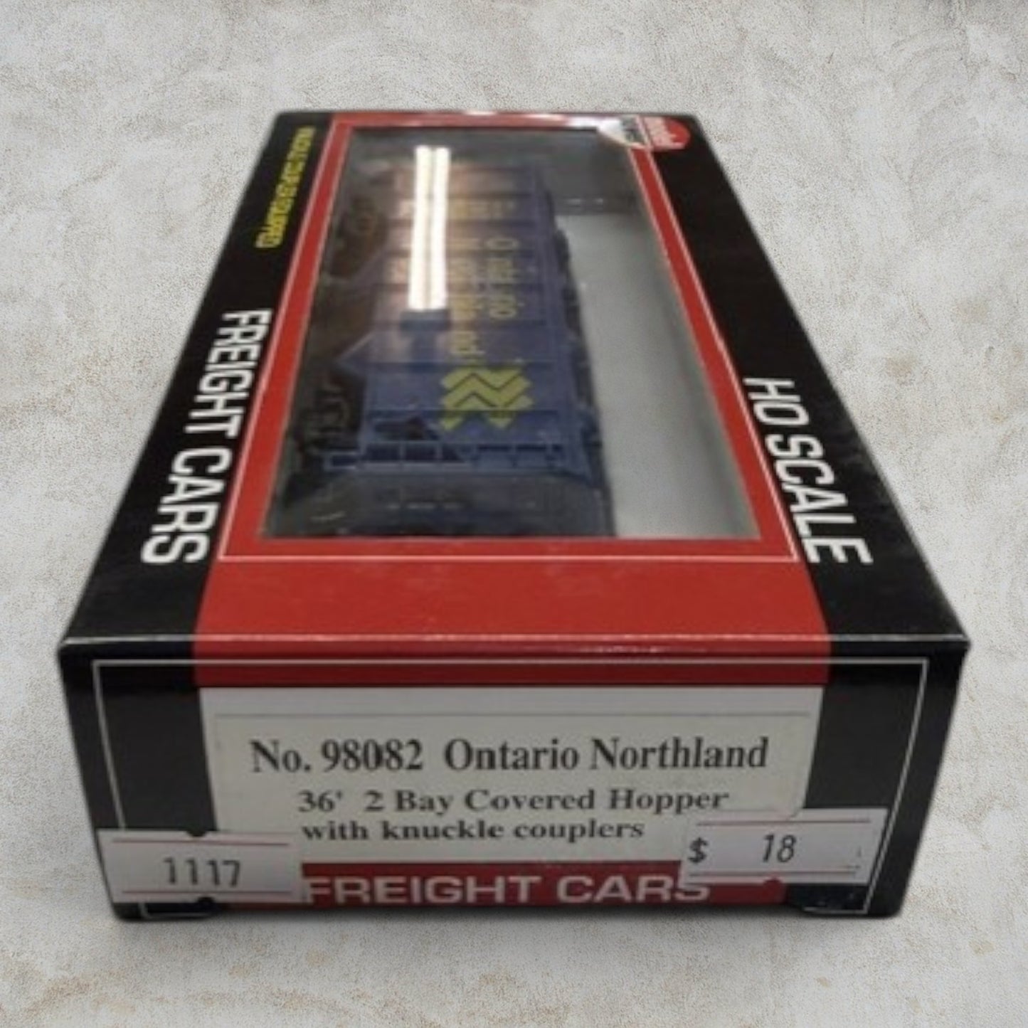 #1117 Model Power HO Scale Ontario Northland 36' 2-Bay Covered Hopper #98082 – ONT 6078 – Knuckle Couplers
