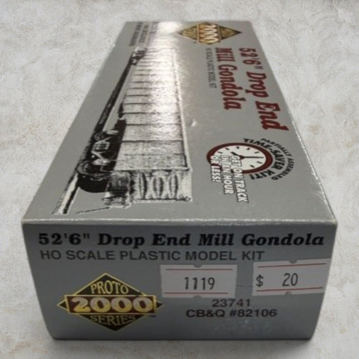 #1119 Proto 2000 HO Scale CB&Q 52'6" Drop End Mill Gondola Kit #23741 – Burlington #82106
