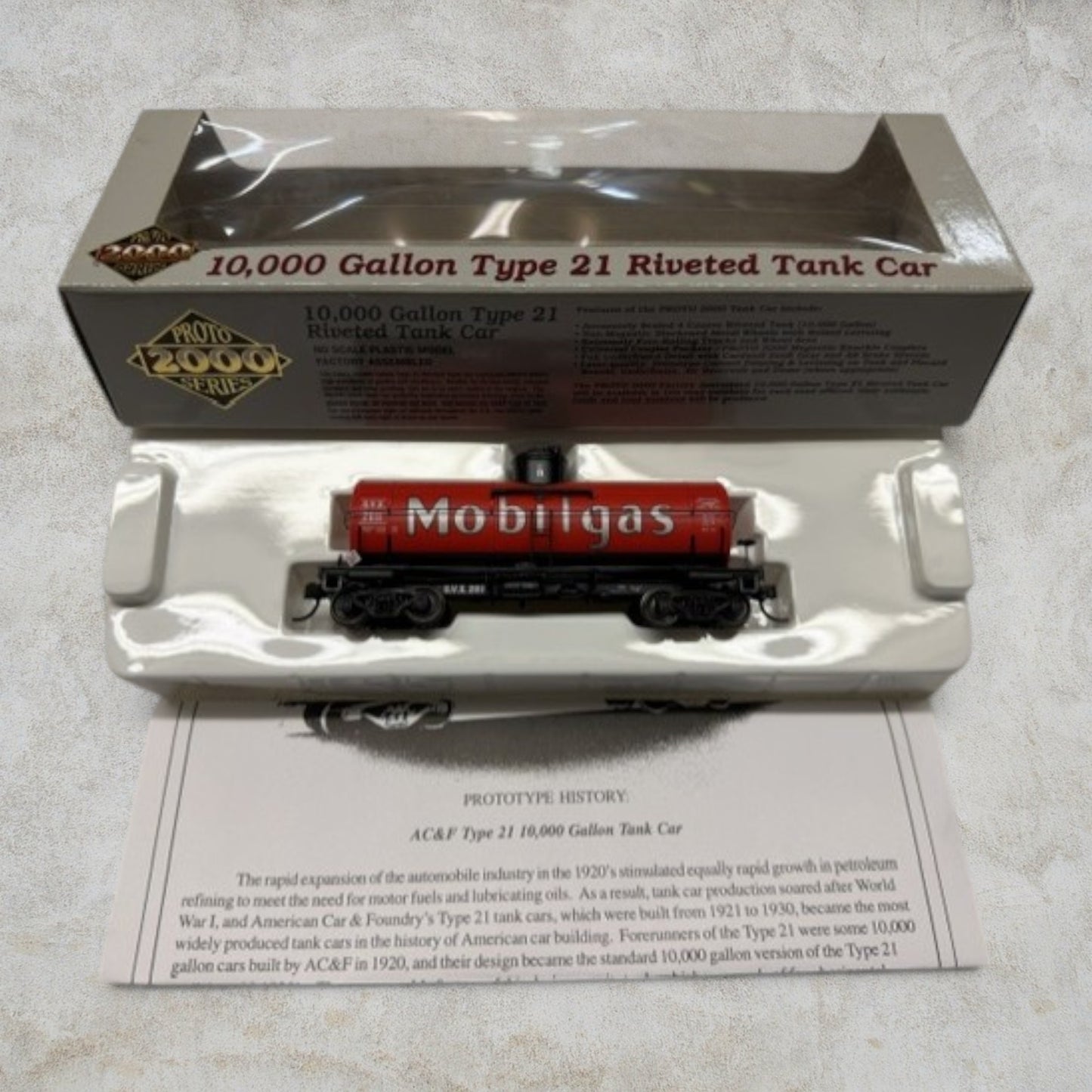 #1125 Proto 2000 HO Scale Mobilgas 10,000 Gallon Type 21 Riveted Tank Car #23174 – SVX #30111