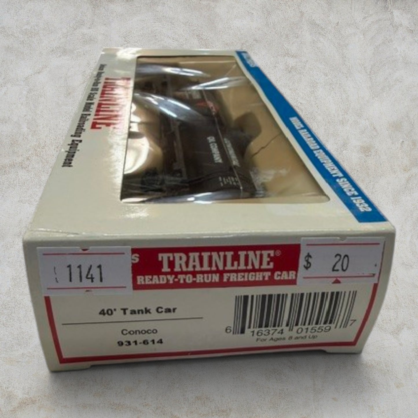 #1141 Walthers Trainline HO Scale Conoco 40' Tank Car #931-614 – Continental Oil Company – Ready-to-Run
