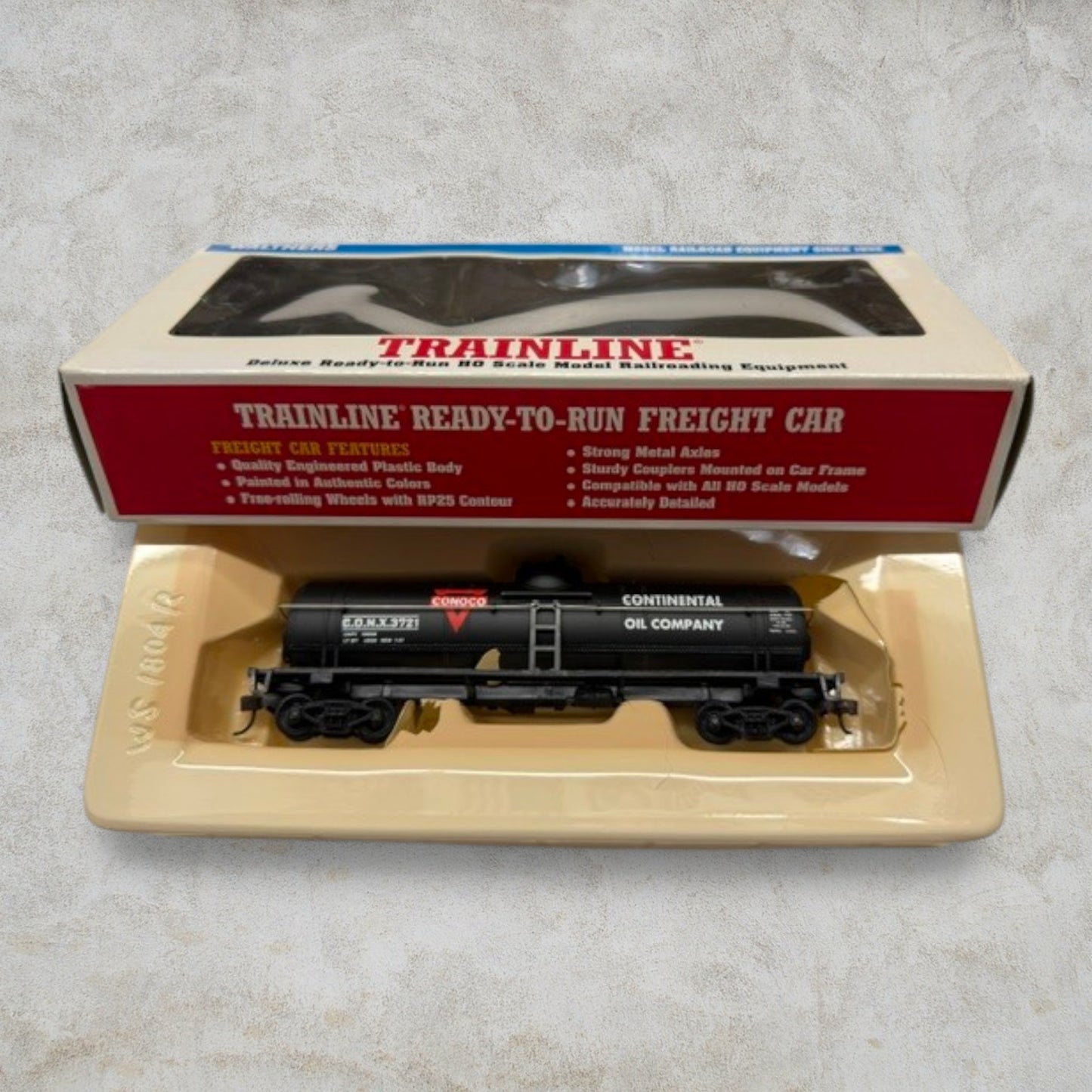 #1141 Walthers Trainline HO Scale Conoco 40' Tank Car #931-614 – Continental Oil Company – Ready-to-Run